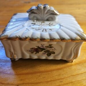 Vintage White and Gold Trinket Box